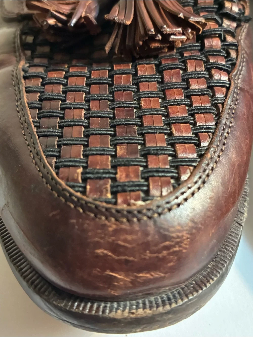 Johnston & Murphy Dark Brown Woven Tassel Loafers Men’s Size 10.5